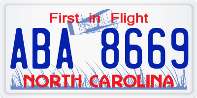 NC license plate ABA8669