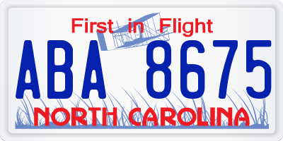 NC license plate ABA8675