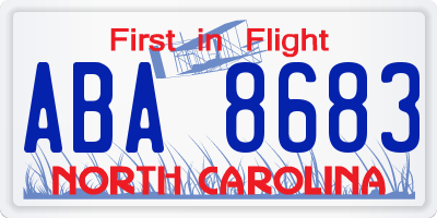 NC license plate ABA8683