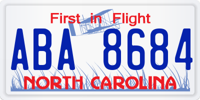 NC license plate ABA8684