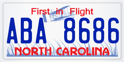 NC license plate ABA8686
