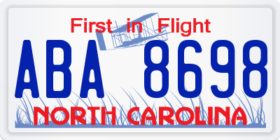 NC license plate ABA8698