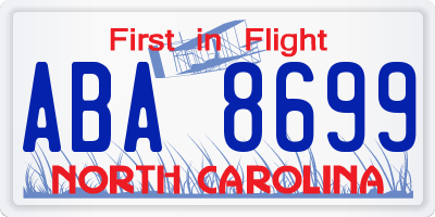 NC license plate ABA8699