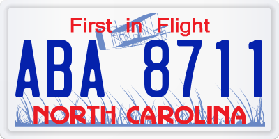 NC license plate ABA8711