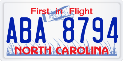 NC license plate ABA8794