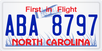 NC license plate ABA8797