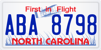 NC license plate ABA8798