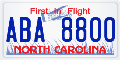 NC license plate ABA8800