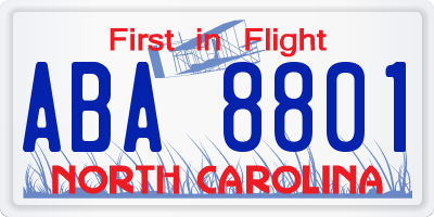 NC license plate ABA8801