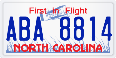 NC license plate ABA8814