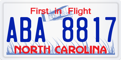 NC license plate ABA8817