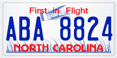 NC license plate ABA8824