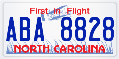 NC license plate ABA8828