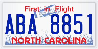 NC license plate ABA8851