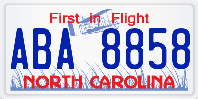 NC license plate ABA8858
