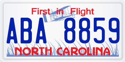 NC license plate ABA8859