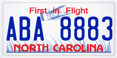 NC license plate ABA8883