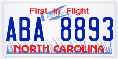 NC license plate ABA8893