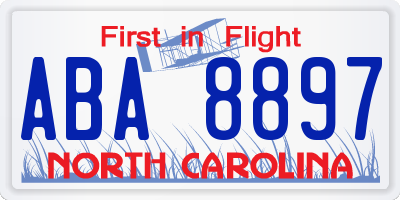 NC license plate ABA8897