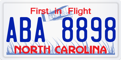 NC license plate ABA8898