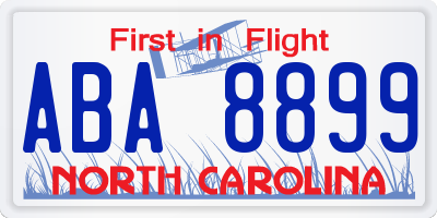 NC license plate ABA8899