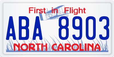 NC license plate ABA8903