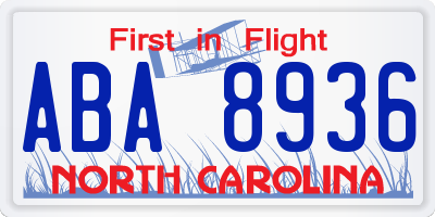 NC license plate ABA8936