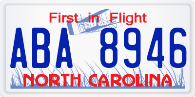 NC license plate ABA8946