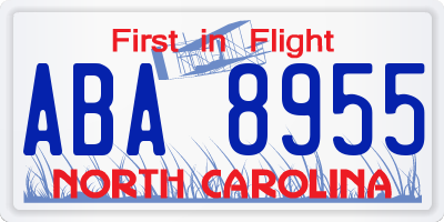 NC license plate ABA8955