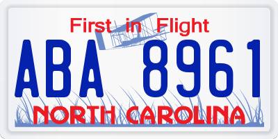 NC license plate ABA8961