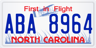 NC license plate ABA8964