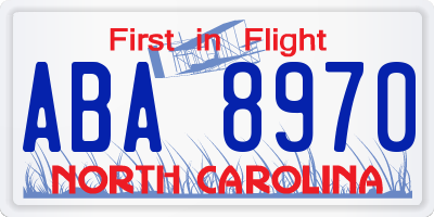 NC license plate ABA8970