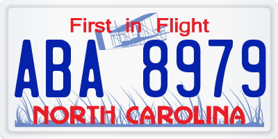 NC license plate ABA8979