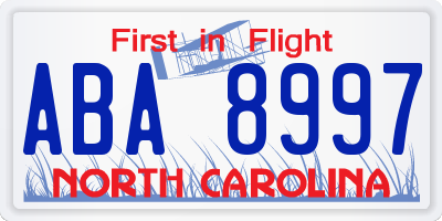 NC license plate ABA8997