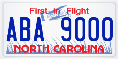 NC license plate ABA9000