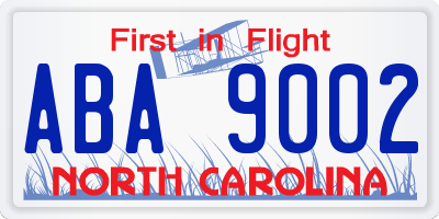 NC license plate ABA9002