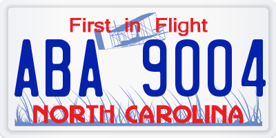 NC license plate ABA9004