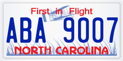 NC license plate ABA9007