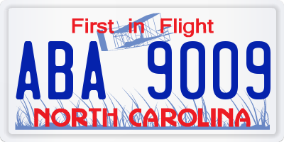 NC license plate ABA9009