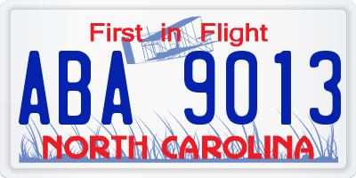 NC license plate ABA9013
