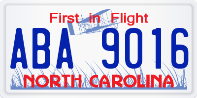 NC license plate ABA9016