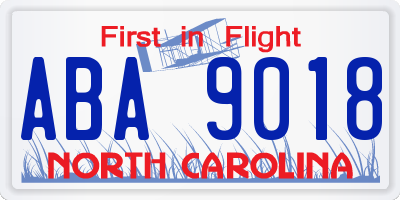 NC license plate ABA9018