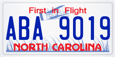 NC license plate ABA9019