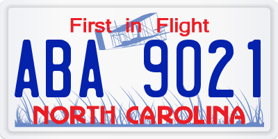 NC license plate ABA9021