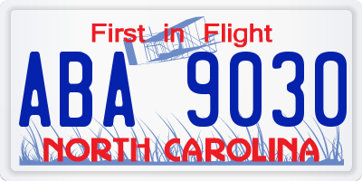 NC license plate ABA9030