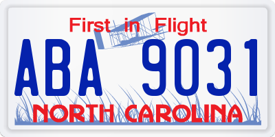 NC license plate ABA9031