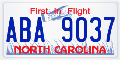 NC license plate ABA9037