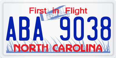 NC license plate ABA9038
