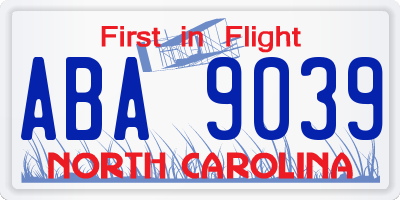 NC license plate ABA9039