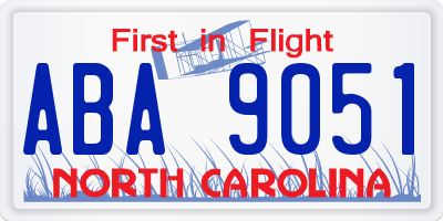 NC license plate ABA9051